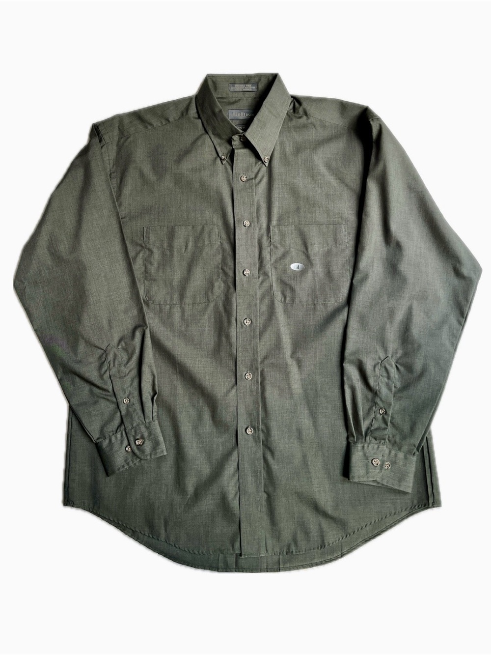NWT Van Heusen Olive Green Long Sleeve Button-Down Men’s Shirt Medium 15 -15-1/2